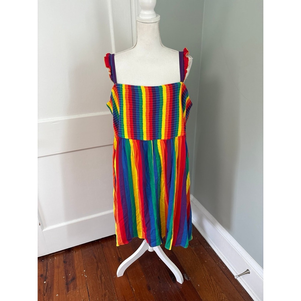TORRID PLUS SIZE 4 4X WOMEN'S Rainbow Smocked Mini Dress